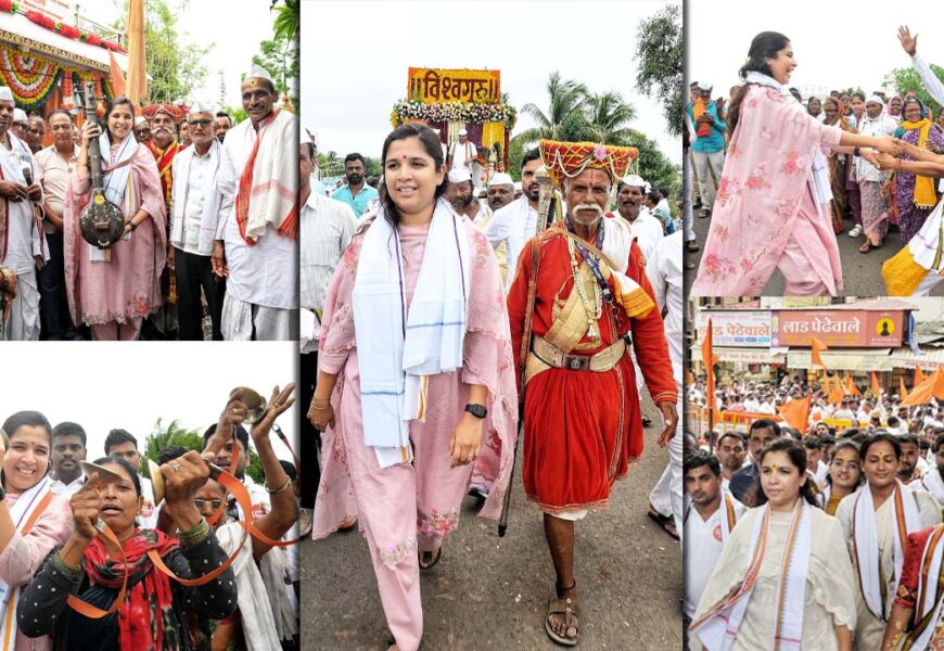 डॉ. जयश्रीताई थोरात यांच्या नेतृत्वात युवक काँग्रेसच्या 500 कार्यकर्त्यांची पायी दिंडीत सेवा